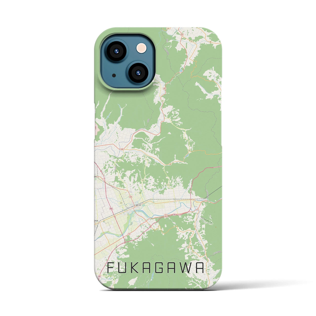 【深川（北海道）】地図柄iPhoneケース（バックカバータイプ・ナチュラル）iPhone 13 用