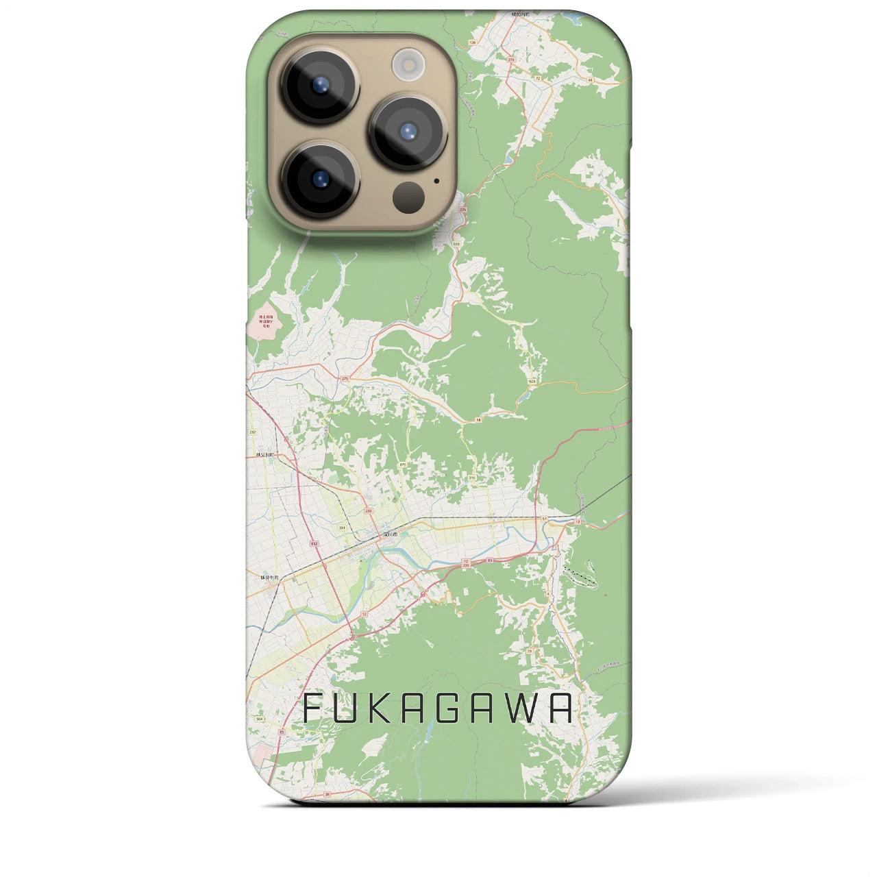 【深川（北海道）】地図柄iPhoneケース（バックカバータイプ・ナチュラル）iPhone 14 Pro Max 用