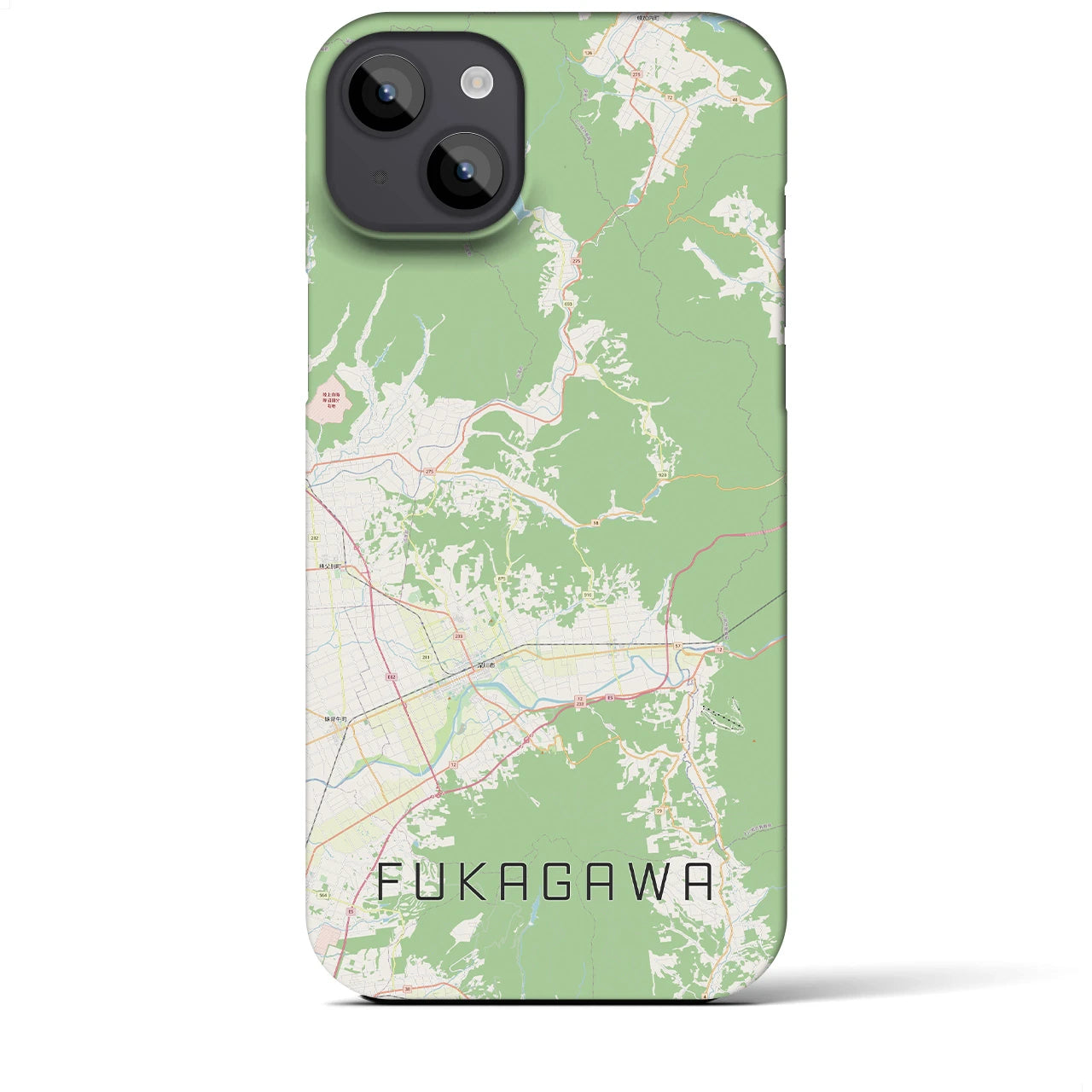 【深川（北海道）】地図柄iPhoneケース（バックカバータイプ・ナチュラル）iPhone 14 Plus 用