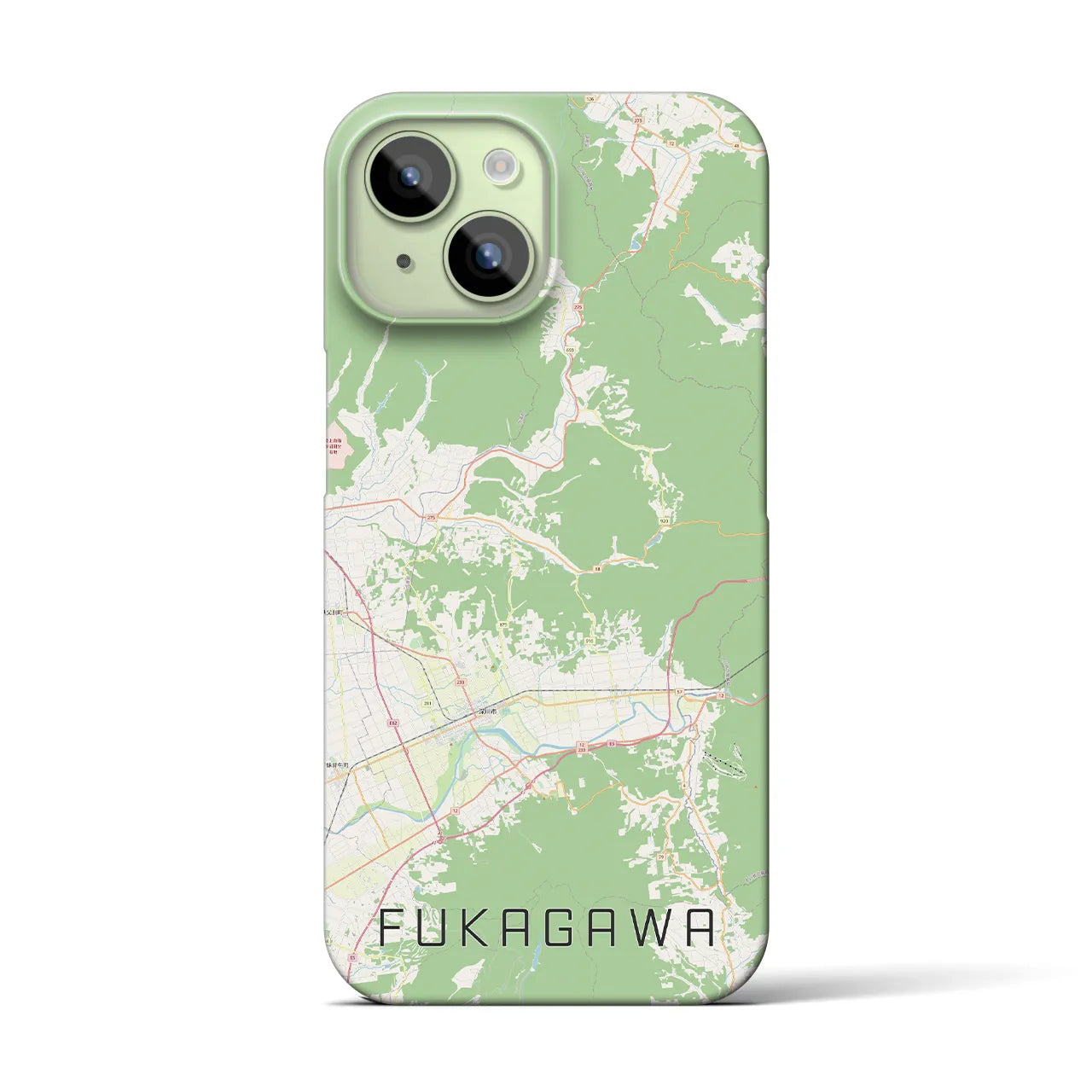 【深川（北海道）】地図柄iPhoneケース（バックカバータイプ・ナチュラル）iPhone 15 用
