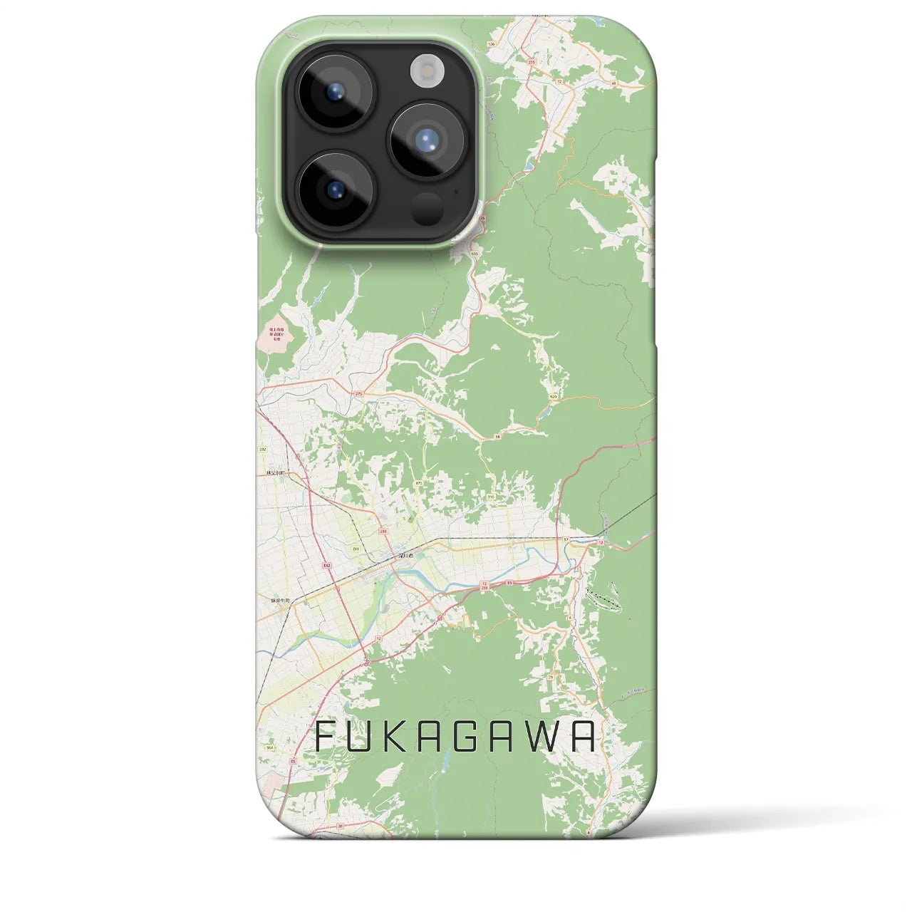 【深川（北海道）】地図柄iPhoneケース（バックカバータイプ・ナチュラル）iPhone 15 Pro Max 用