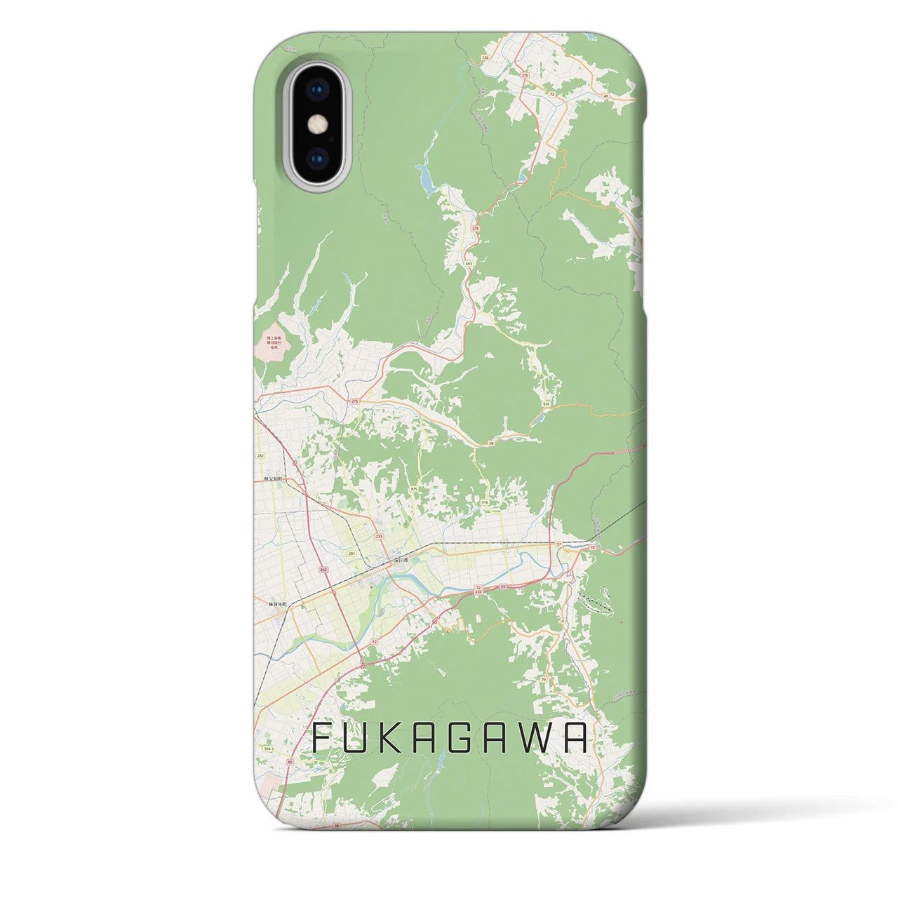 【深川（北海道）】地図柄iPhoneケース（バックカバータイプ・ナチュラル）iPhone XS Max 用