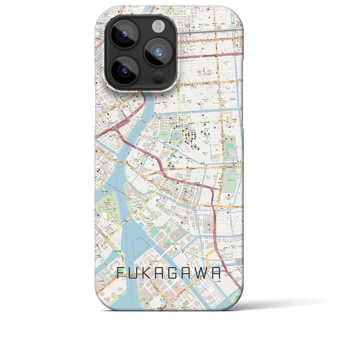 【深川2】地図柄iPhoneケース（バックカバータイプ・ナチュラル）iPhone 15 Pro Max 用