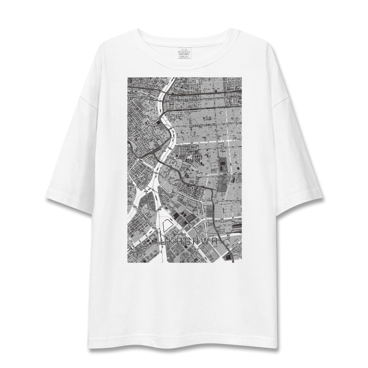 【深川2（東京都）】地図柄ビッグシルエットTシャツ