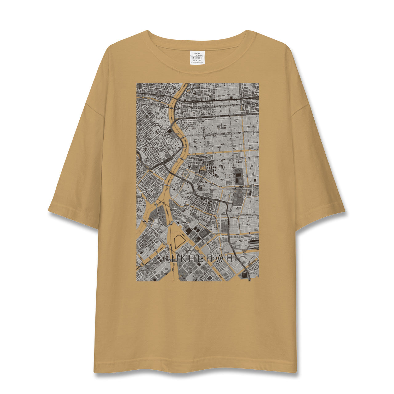 【深川2（東京都）】地図柄ビッグシルエットTシャツ