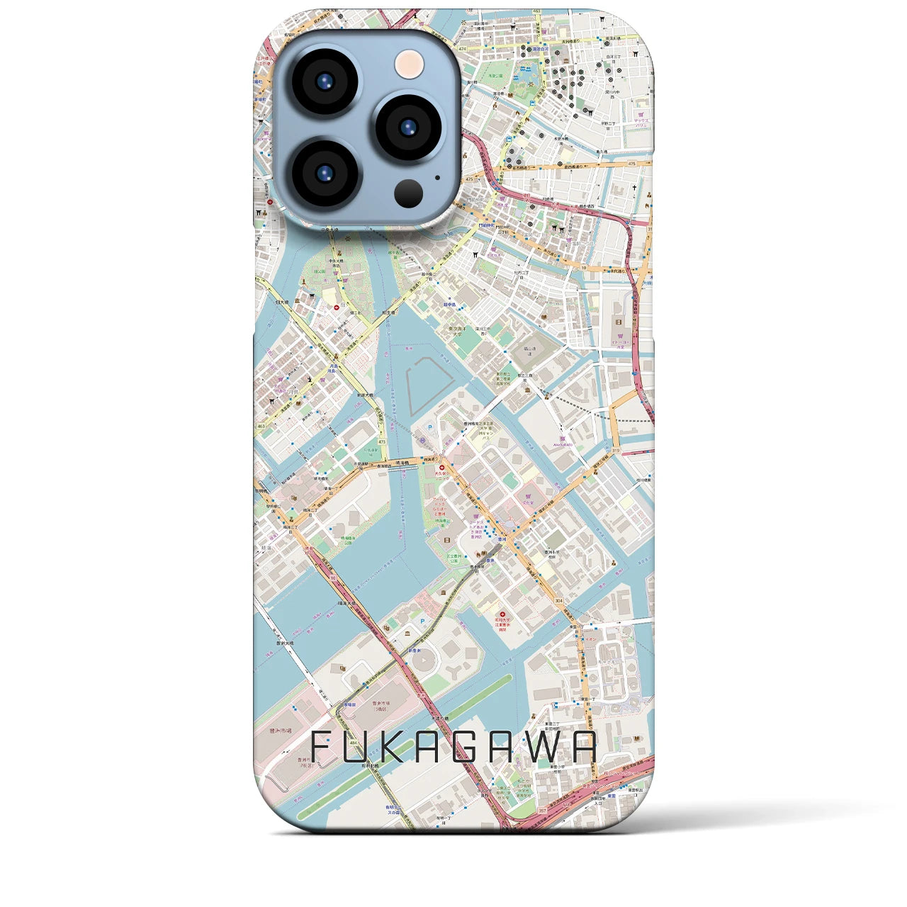 【深川】地図柄iPhoneケース（バックカバータイプ・ナチュラル）iPhone 13 Pro Max 用