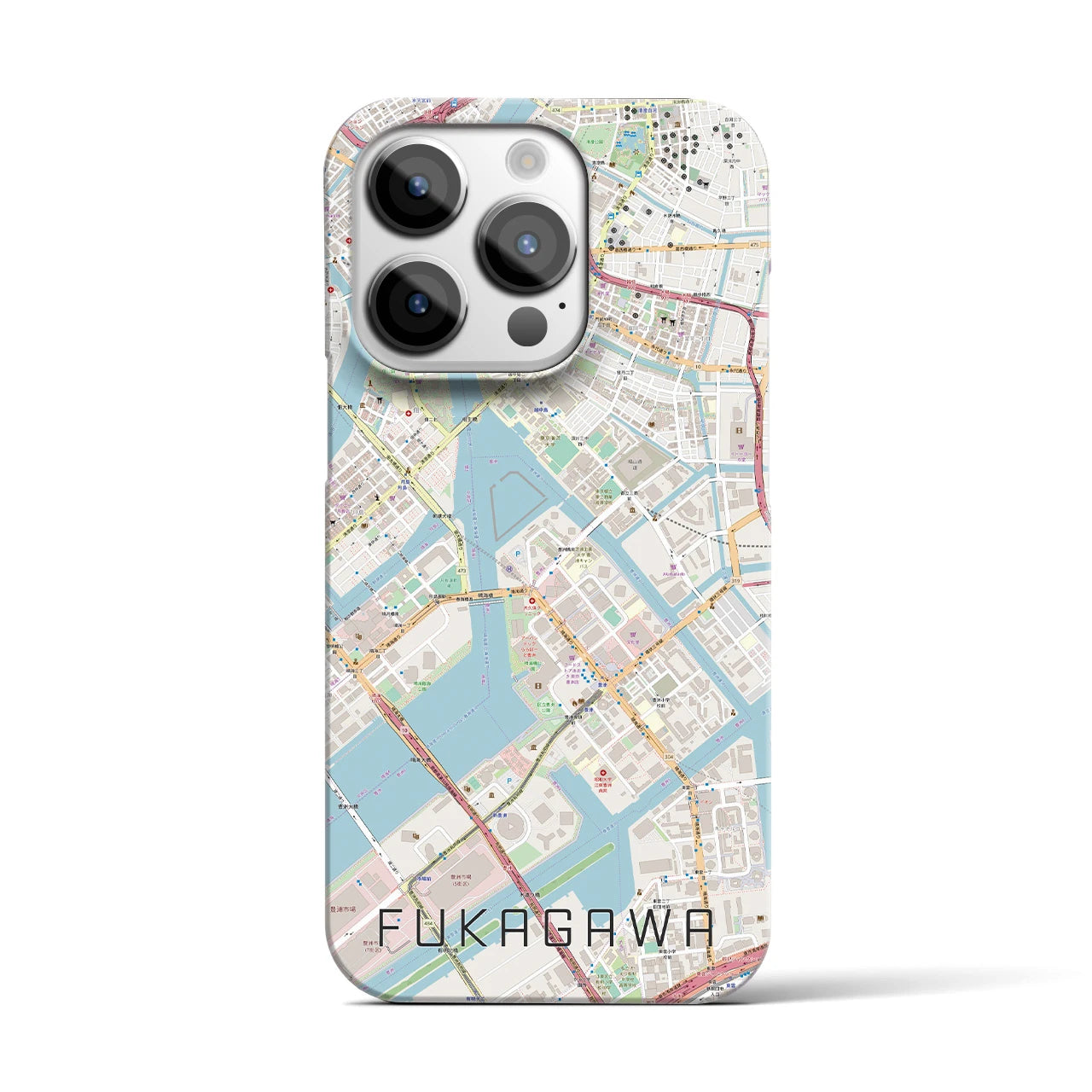 【深川】地図柄iPhoneケース（バックカバータイプ・ナチュラル）iPhone 14 Pro 用