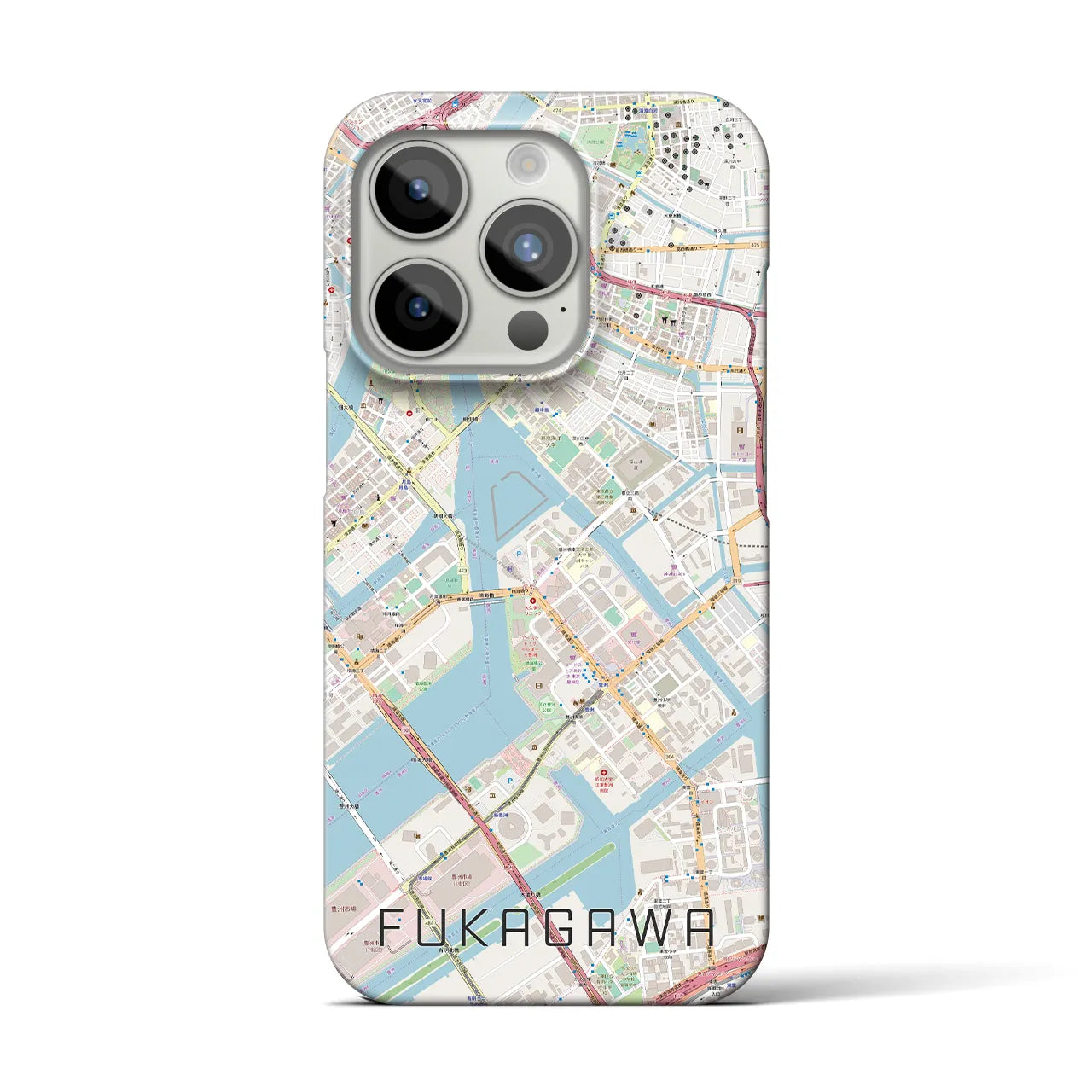 【深川】地図柄iPhoneケース（バックカバータイプ・ナチュラル）iPhone 15 Pro 用