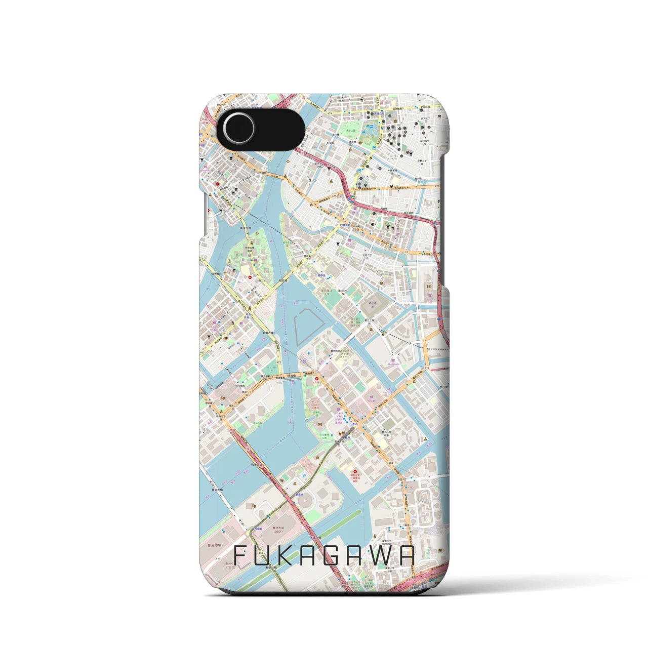 【深川】地図柄iPhoneケース（バックカバータイプ・ナチュラル）iPhone SE（第3 / 第2世代） / 8 / 7 / 6s / 6 用