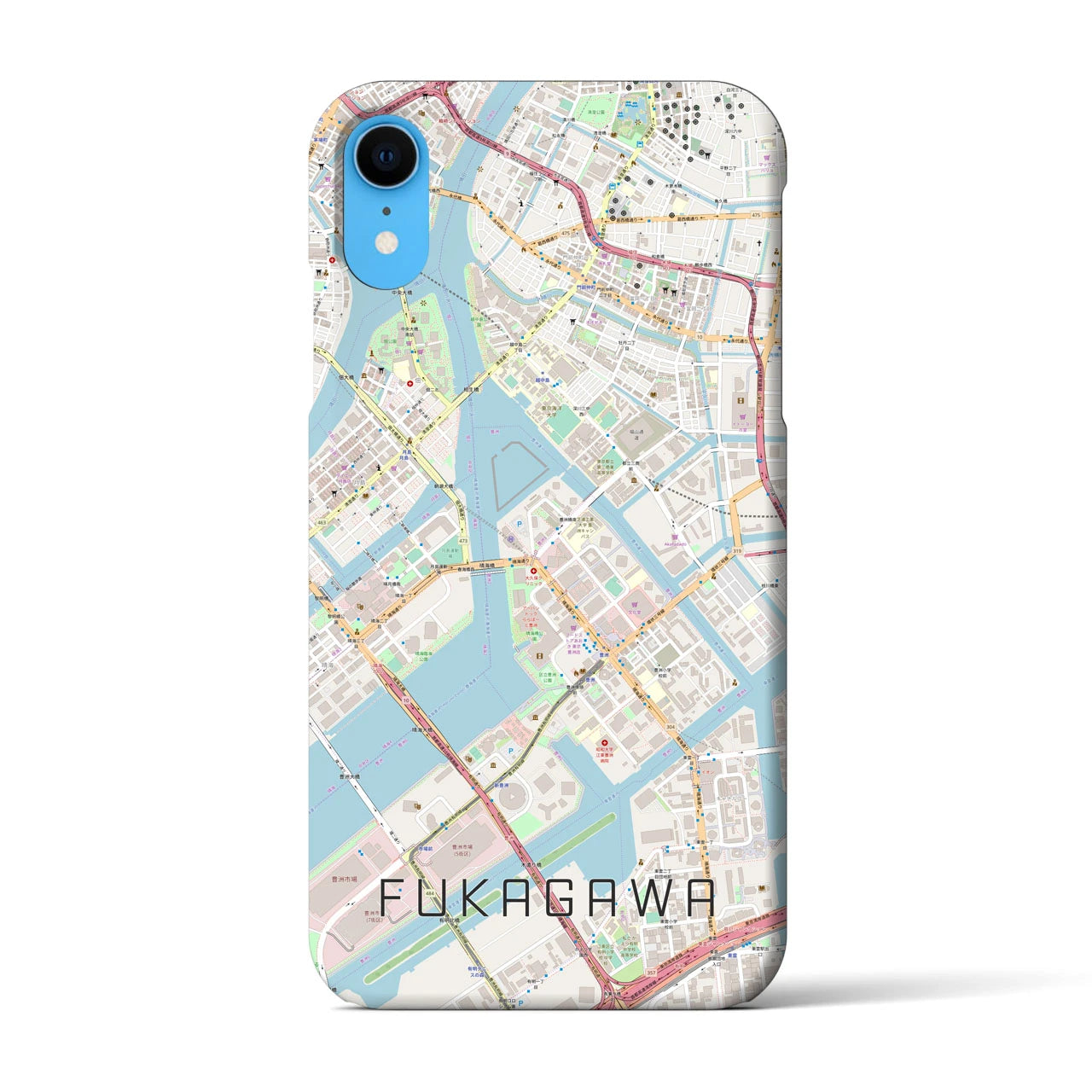 【深川】地図柄iPhoneケース（バックカバータイプ・ナチュラル）iPhone XR 用