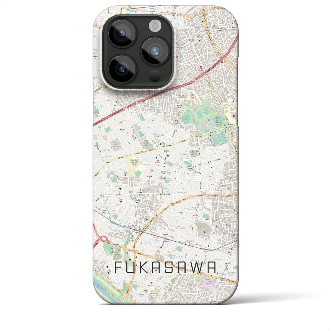 【深沢】地図柄iPhoneケース（バックカバータイプ・ナチュラル）iPhone 15 Pro Max 用
