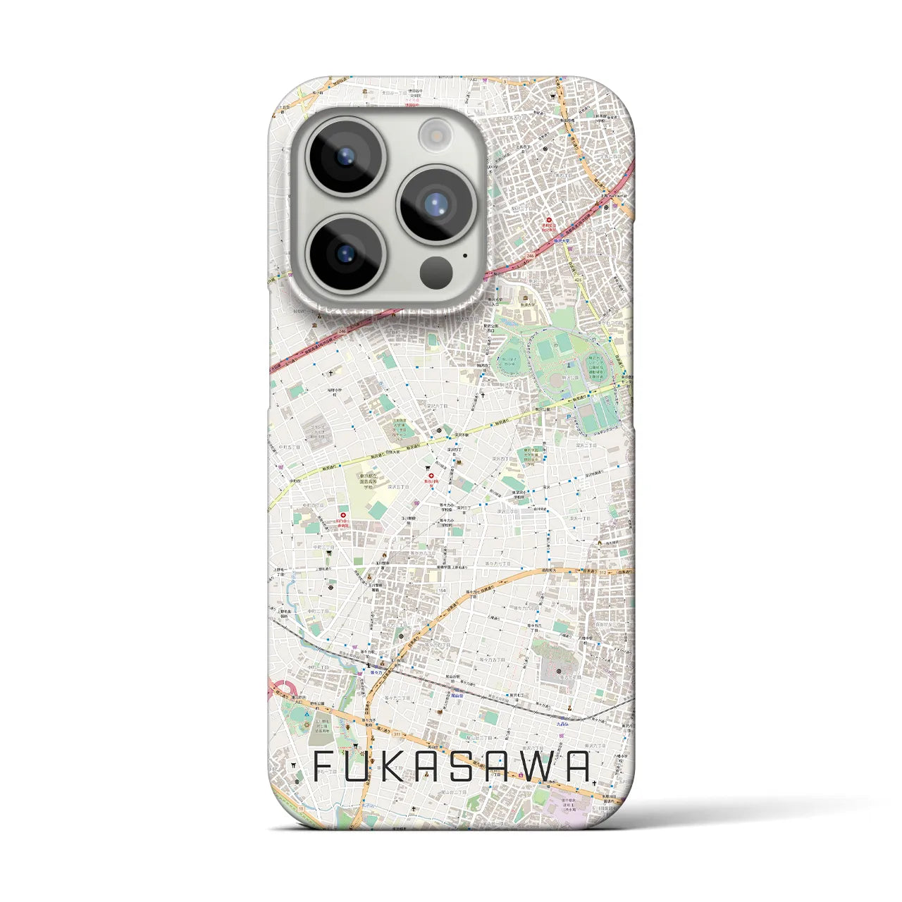 【深沢】地図柄iPhoneケース（バックカバータイプ・ナチュラル）iPhone 15 Pro 用