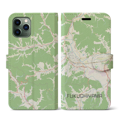 【福知山（京都府）】地図柄iPhoneケース（手帳タイプ）ナチュラル・iPhone 11 Pro 用