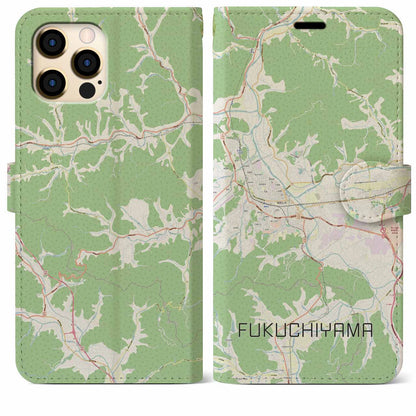 【福知山（京都府）】地図柄iPhoneケース（手帳タイプ）ナチュラル・iPhone 12 Pro Max 用