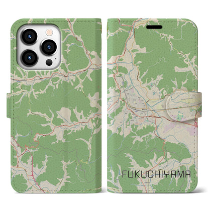 【福知山（京都府）】地図柄iPhoneケース（手帳タイプ）ナチュラル・iPhone 13 Pro 用