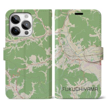 【福知山（京都府）】地図柄iPhoneケース（手帳タイプ）ナチュラル・iPhone 14 Pro 用