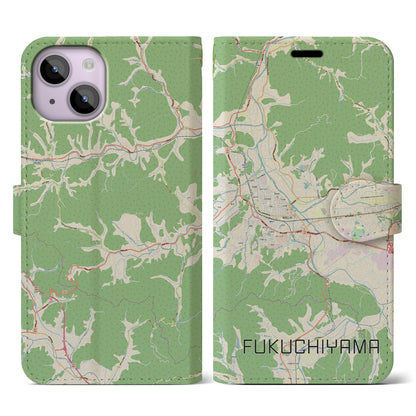 【福知山（京都府）】地図柄iPhoneケース（手帳タイプ）ナチュラル・iPhone 14 用
