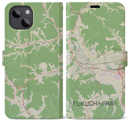 【福知山（京都府）】地図柄iPhoneケース（手帳タイプ）ナチュラル・iPhone 14 Plus 用