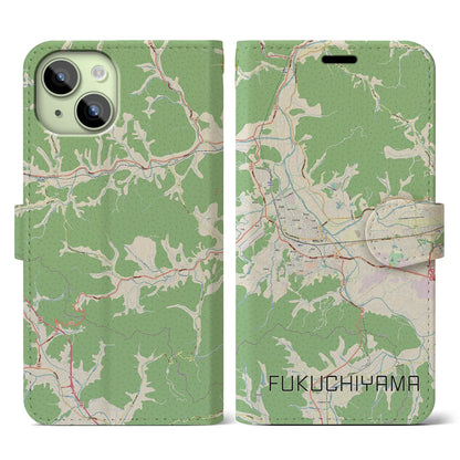 【福知山（京都府）】地図柄iPhoneケース（手帳タイプ）ナチュラル・iPhone 15 用