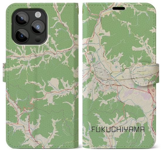 【福知山】地図柄iPhoneケース（手帳両面タイプ・ナチュラル）iPhone 15 Pro Max 用