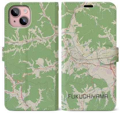 【福知山（京都府）】地図柄iPhoneケース（手帳タイプ）ナチュラル・iPhone 15 Plus 用