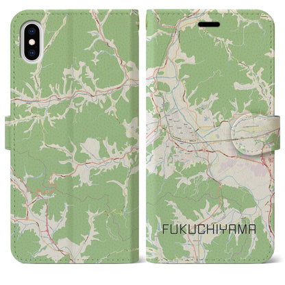 【福知山（京都府）】地図柄iPhoneケース（手帳タイプ）ナチュラル・iPhone XS Max 用