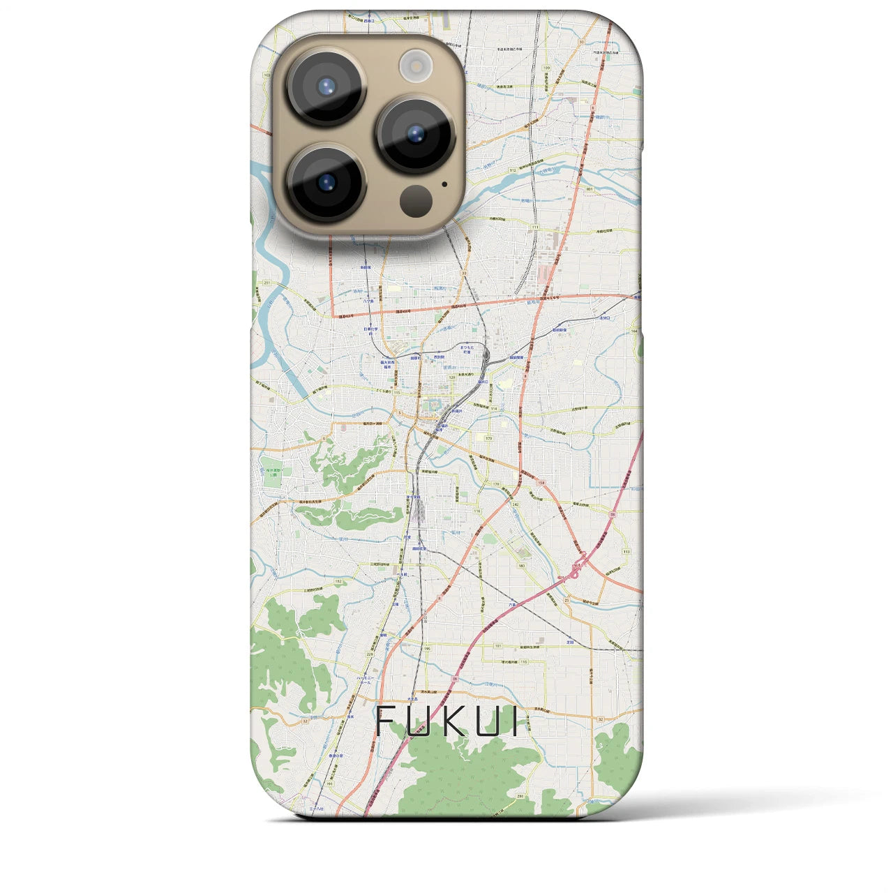 【福井】地図柄iPhoneケース（バックカバータイプ・ナチュラル）iPhone 14 Pro Max 用