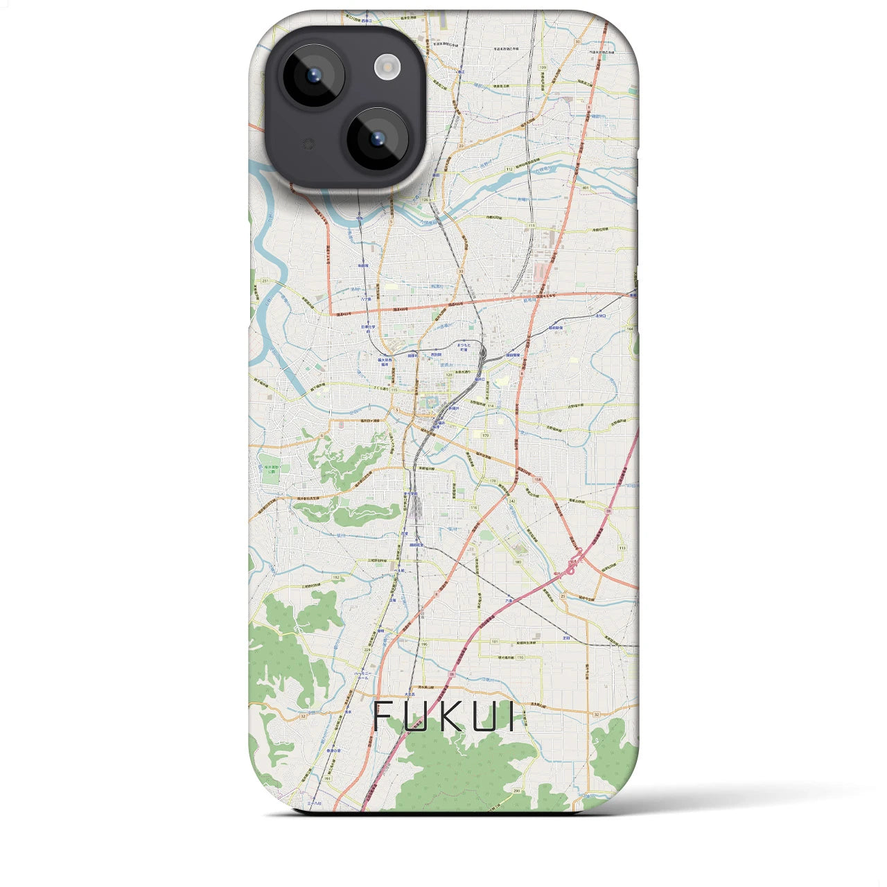 【福井】地図柄iPhoneケース（バックカバータイプ・ナチュラル）iPhone 14 Plus 用
