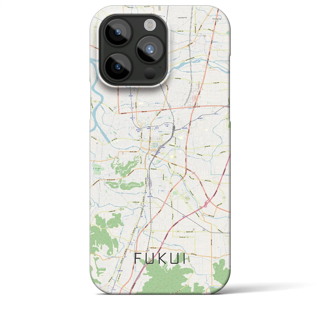 【福井】地図柄iPhoneケース（バックカバータイプ・ナチュラル）iPhone 15 Pro Max 用