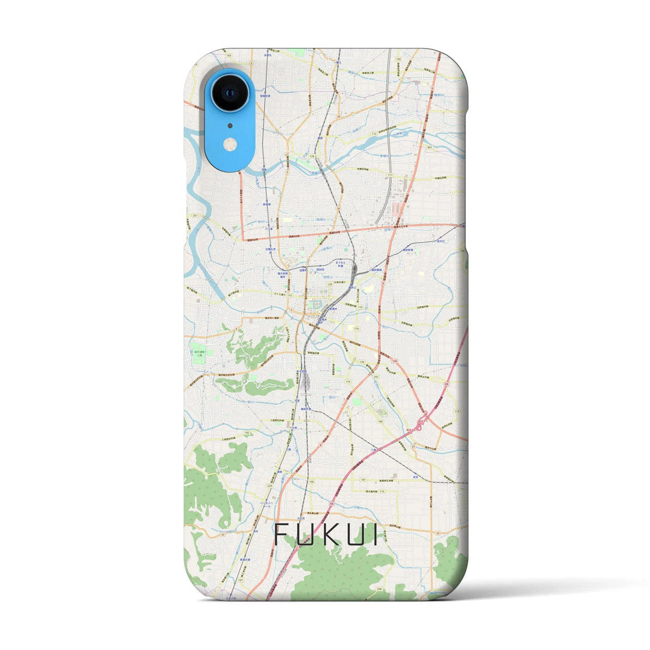 【福井】地図柄iPhoneケース（バックカバータイプ・ナチュラル）iPhone XR 用