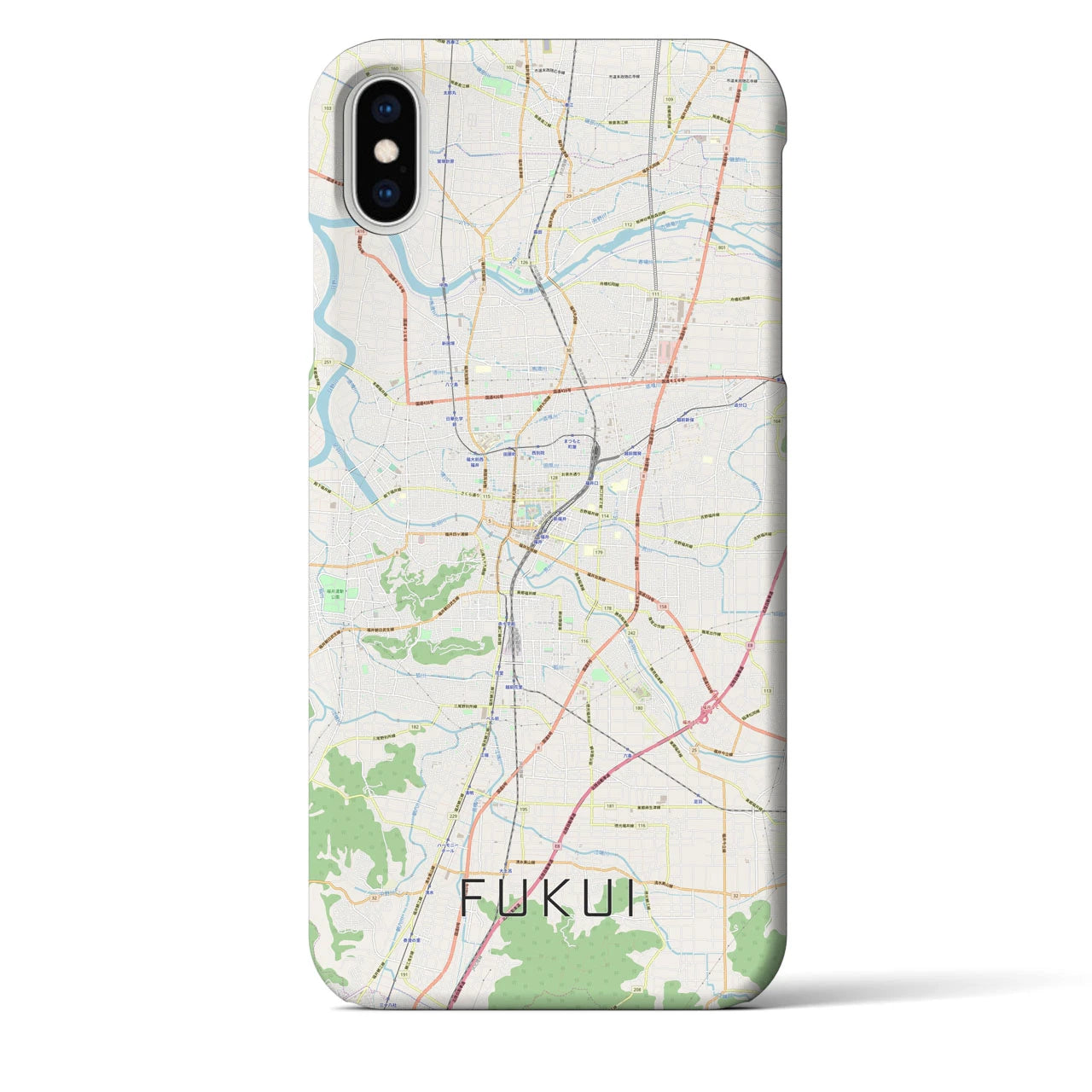 【福井】地図柄iPhoneケース（バックカバータイプ・ナチュラル）iPhone XS Max 用