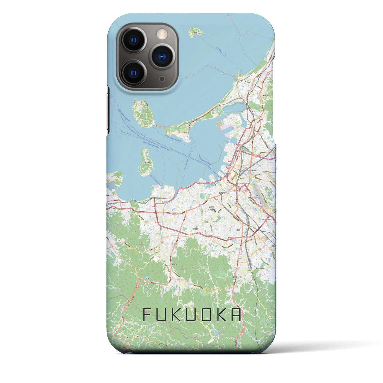 【福岡】地図柄iPhoneケース（バックカバータイプ・ナチュラル）iPhone 11 Pro Max 用