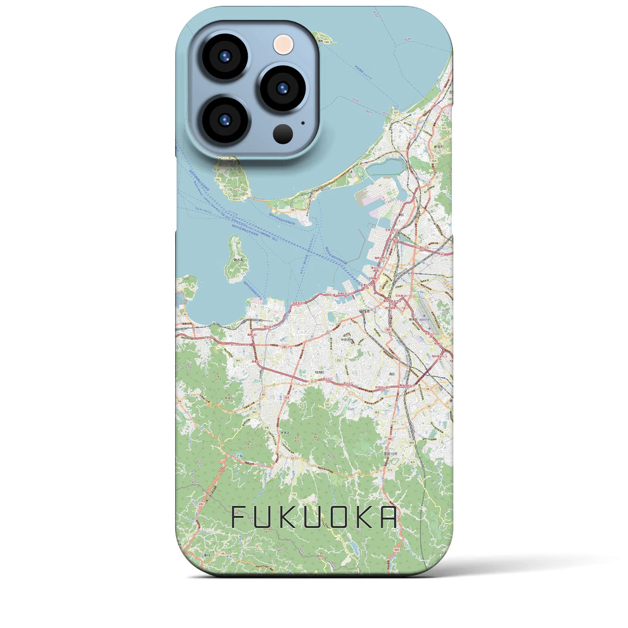 【福岡】地図柄iPhoneケース（バックカバータイプ・ナチュラル）iPhone 13 Pro Max 用