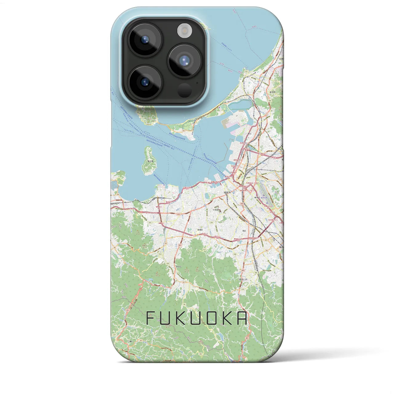 【福岡】地図柄iPhoneケース（バックカバータイプ・ナチュラル）iPhone 15 Pro Max 用