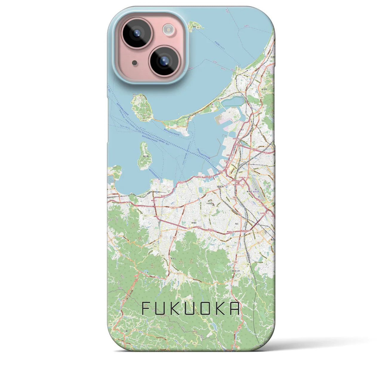 【福岡】地図柄iPhoneケース（バックカバータイプ・ナチュラル）iPhone 15 Plus 用