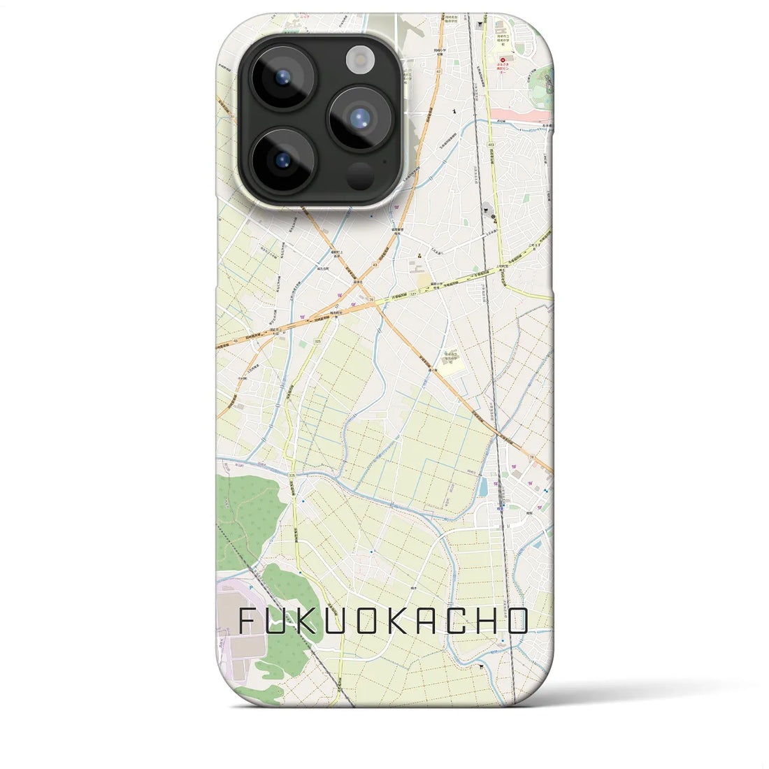 【福岡町】地図柄iPhoneケース（バックカバータイプ・ナチュラル）iPhone 15 Pro Max 用
