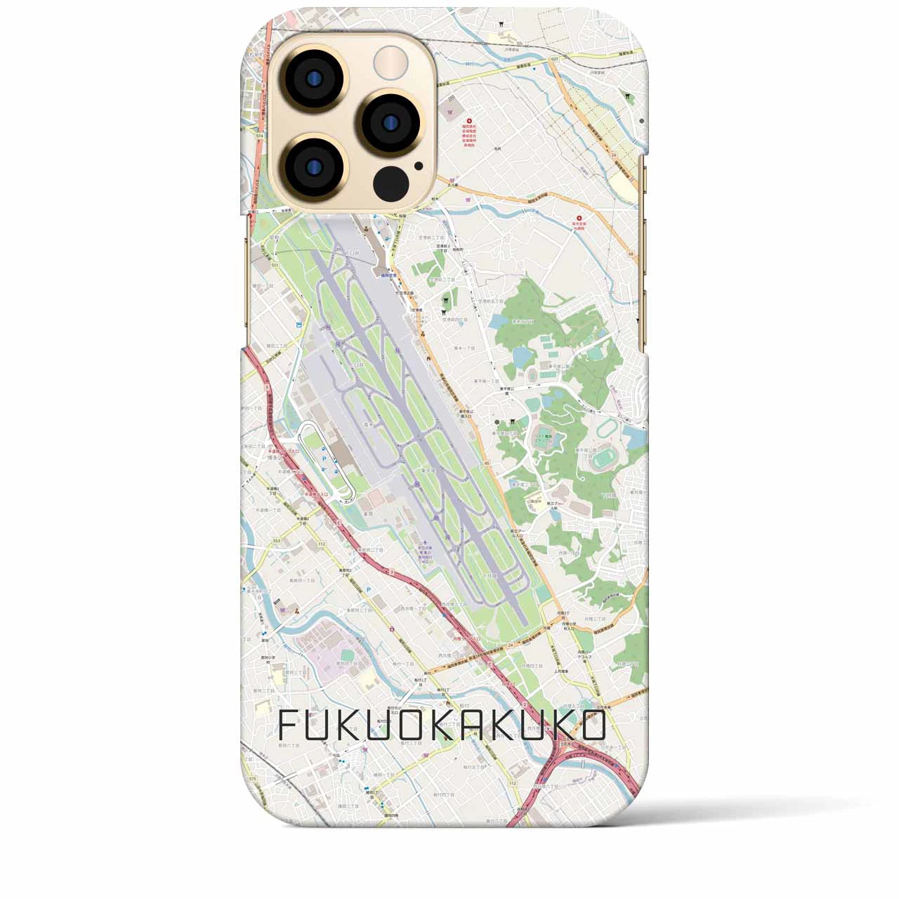 【福岡空港】地図柄iPhoneケース（バックカバータイプ・ナチュラル）iPhone 12 Pro Max 用