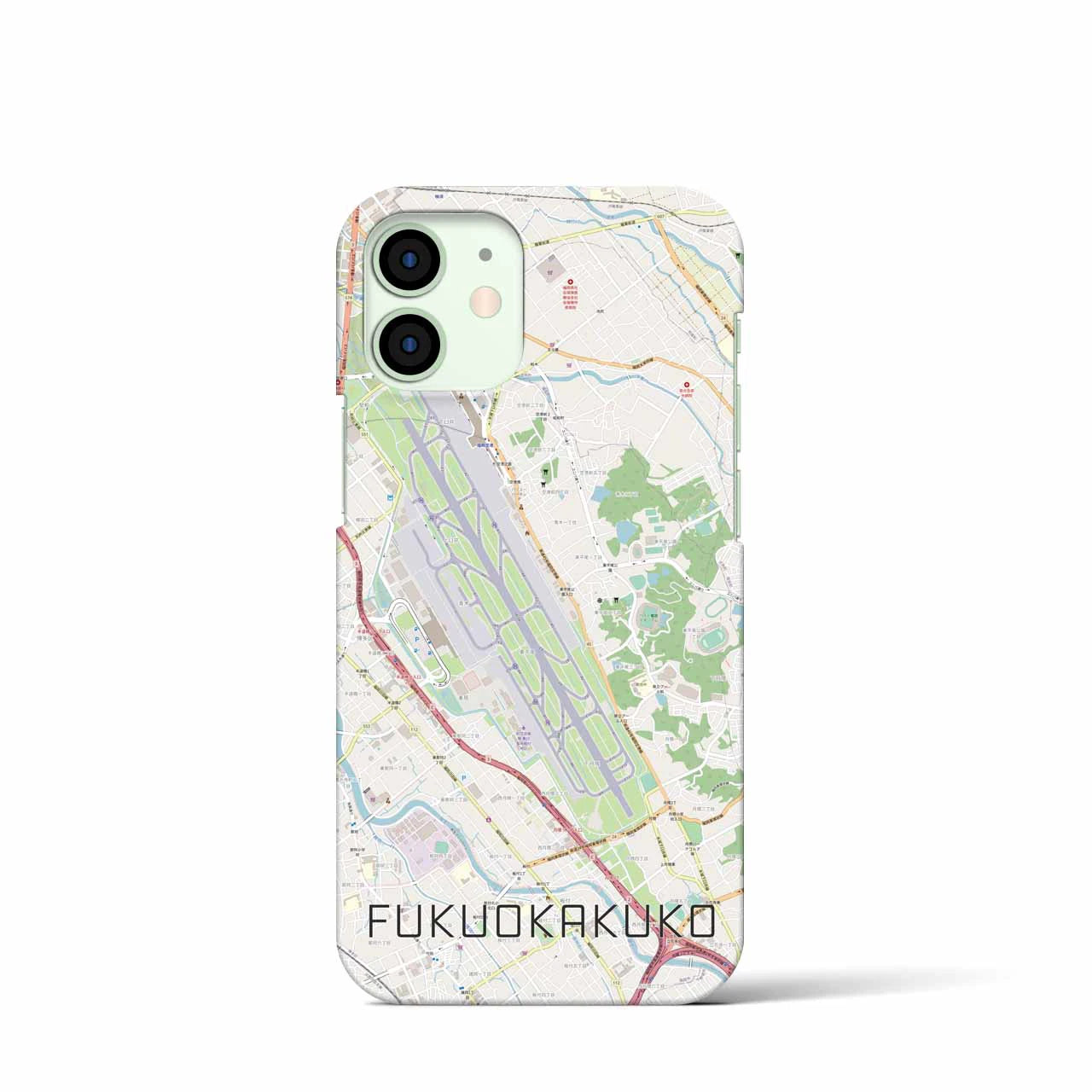 【福岡空港】地図柄iPhoneケース（バックカバータイプ・ナチュラル）iPhone 12 mini 用