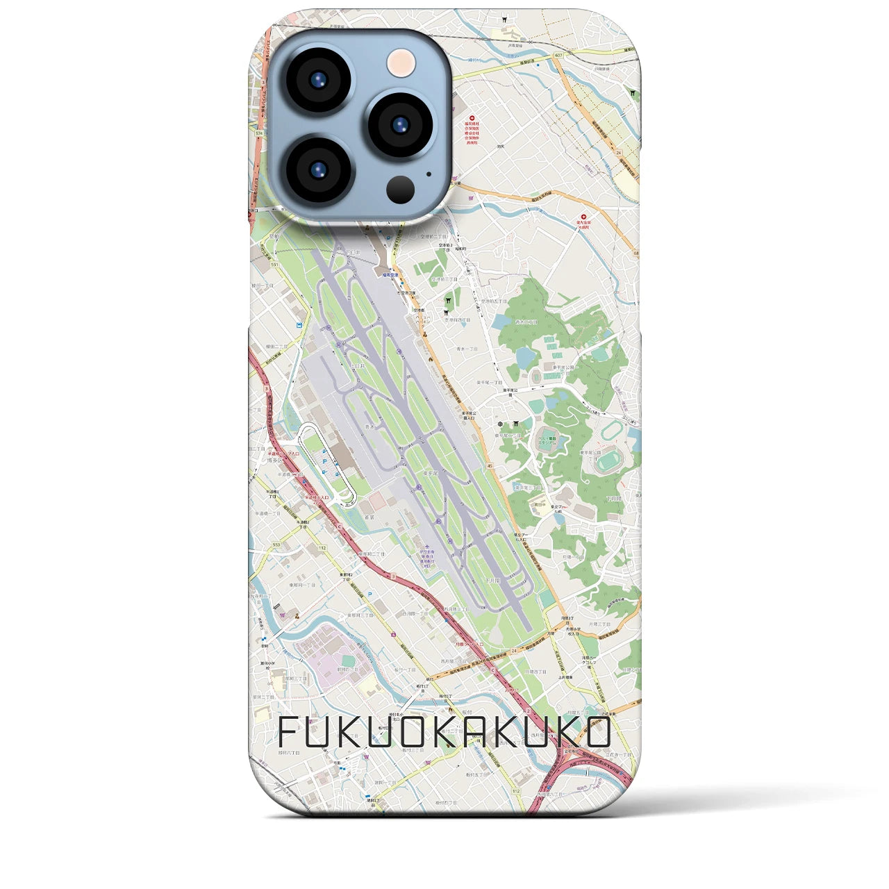 【福岡空港】地図柄iPhoneケース（バックカバータイプ・ナチュラル）iPhone 13 Pro Max 用