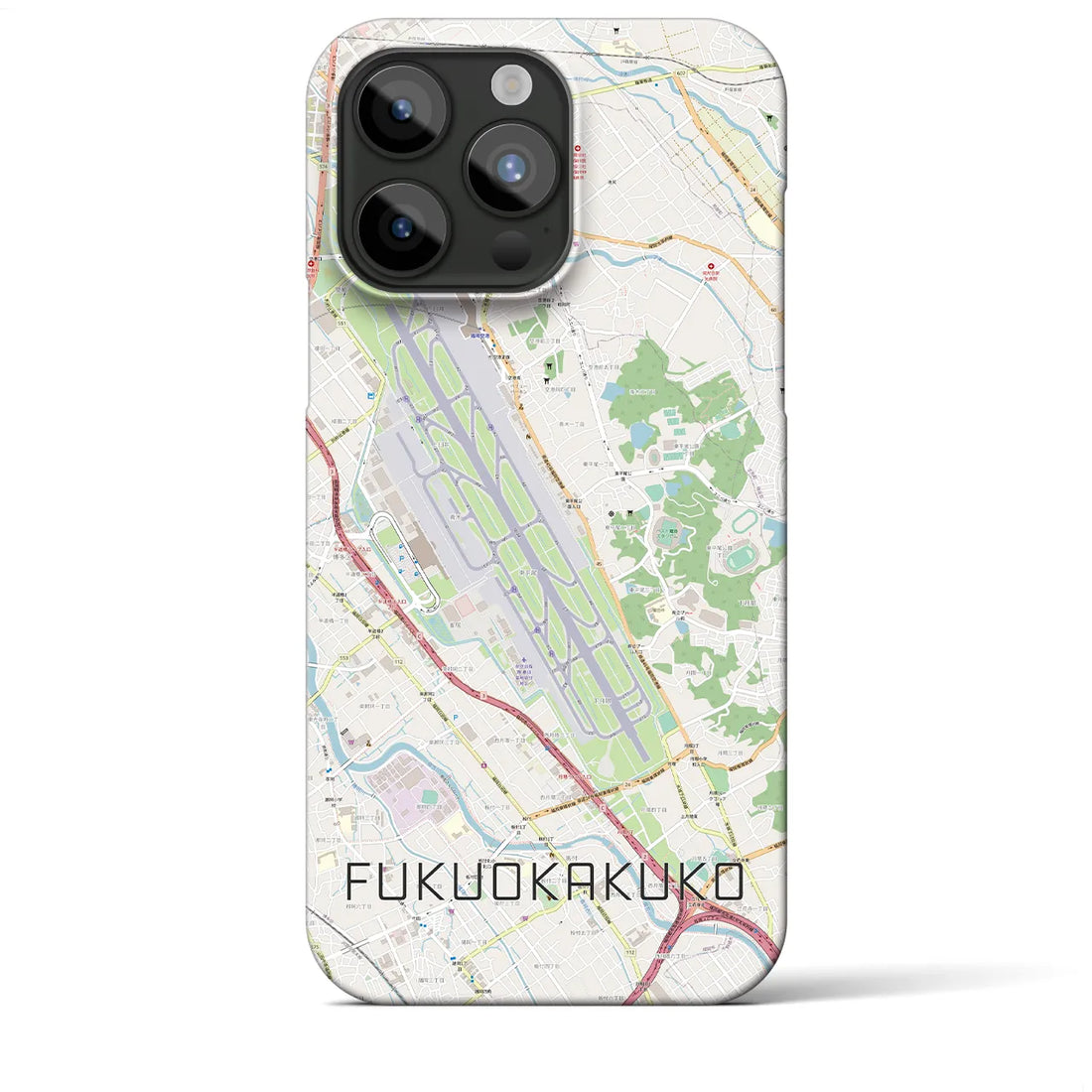 【福岡空港】地図柄iPhoneケース（バックカバータイプ・ナチュラル）iPhone 15 Pro Max 用