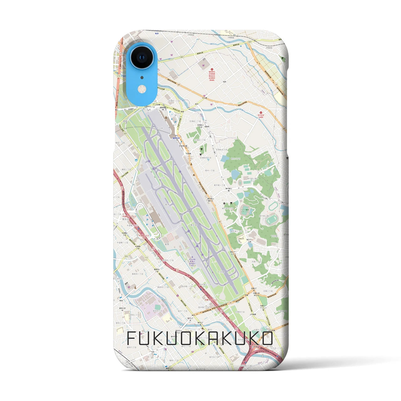 【福岡空港】地図柄iPhoneケース（バックカバータイプ・ナチュラル）iPhone XR 用