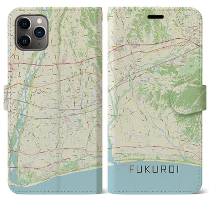 【袋井（静岡県）】地図柄iPhoneケース（手帳タイプ）ナチュラル・iPhone 11 Pro Max 用