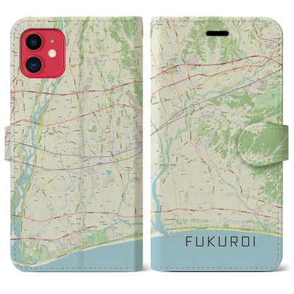 【袋井（静岡県）】地図柄iPhoneケース（手帳タイプ）ナチュラル・iPhone 11 用