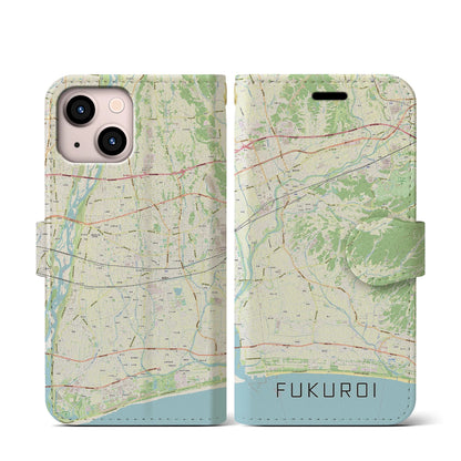 【袋井（静岡県）】地図柄iPhoneケース（手帳タイプ）ナチュラル・iPhone 13 mini 用