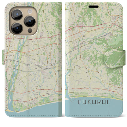 【袋井（静岡県）】地図柄iPhoneケース（手帳タイプ）ナチュラル・iPhone 14 Pro Max 用