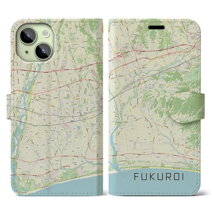 【袋井（静岡県）】地図柄iPhoneケース（手帳タイプ）ナチュラル・iPhone 15 用