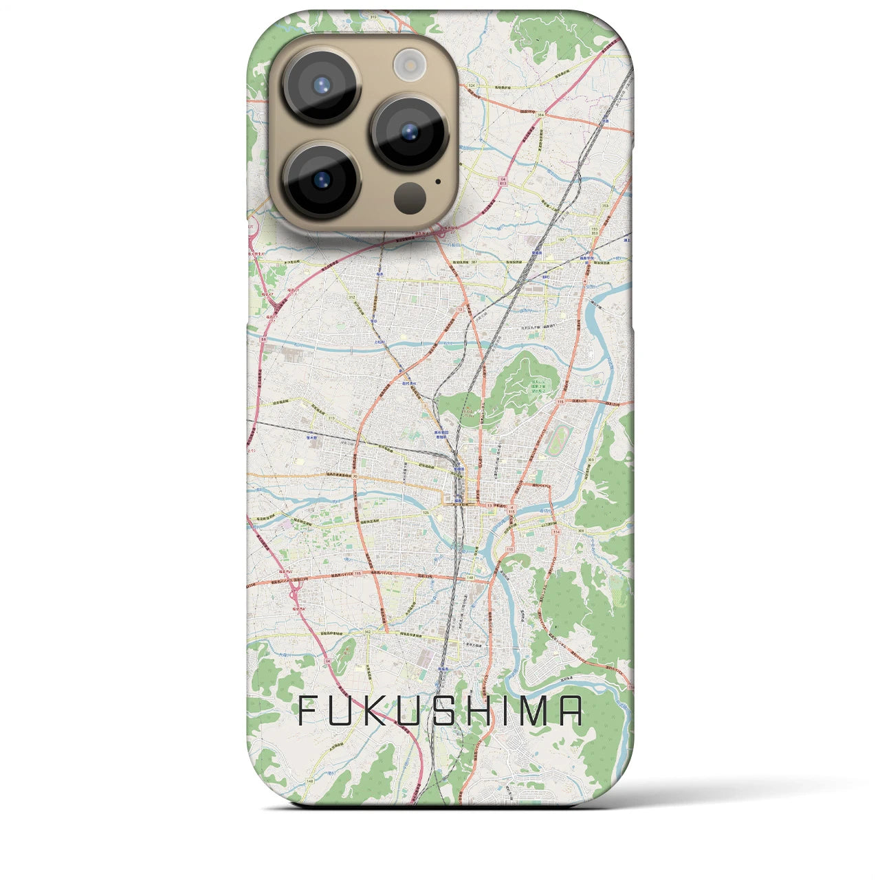 【福島】地図柄iPhoneケース（バックカバータイプ・ナチュラル）iPhone 14 Pro Max 用