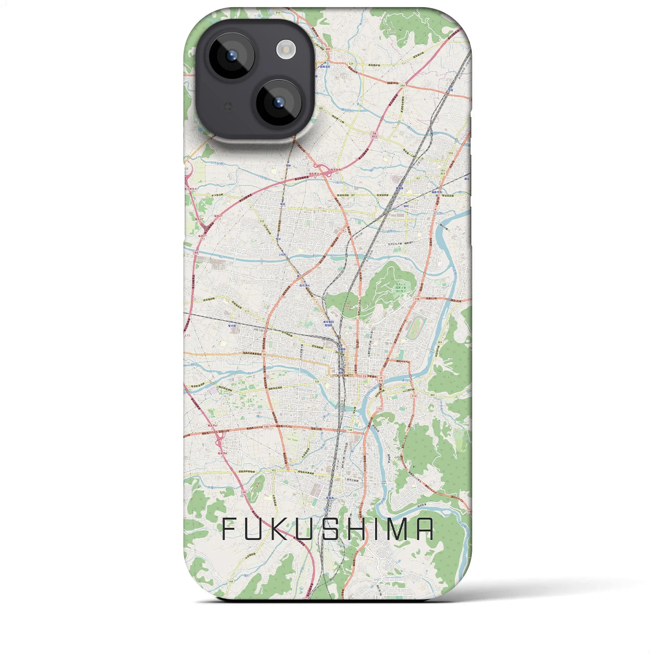 【福島】地図柄iPhoneケース（バックカバータイプ・ナチュラル）iPhone 14 Plus 用