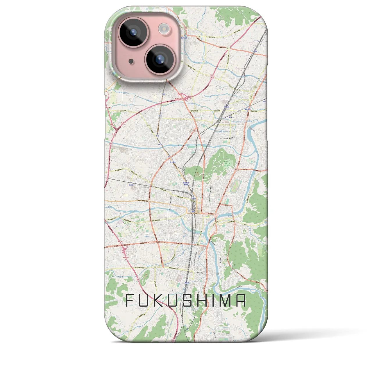 【福島】地図柄iPhoneケース（バックカバータイプ・ナチュラル）iPhone 15 Plus 用
