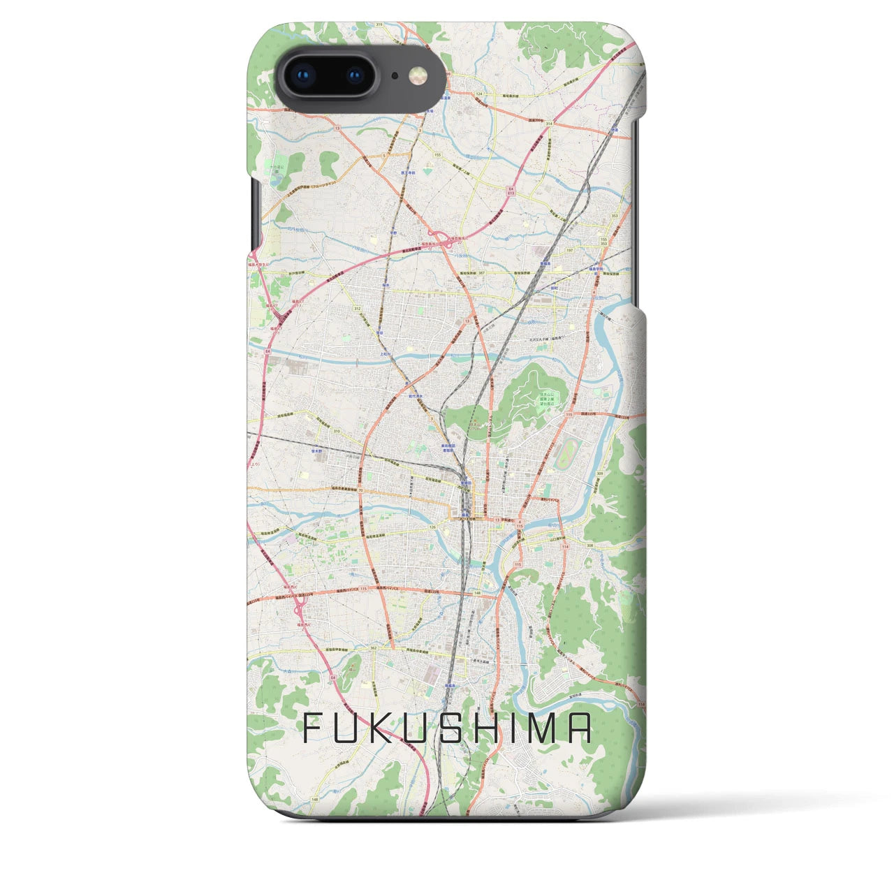 【福島】地図柄iPhoneケース（バックカバータイプ・ナチュラル）iPhone 8Plus /7Plus / 6sPlus / 6Plus 用